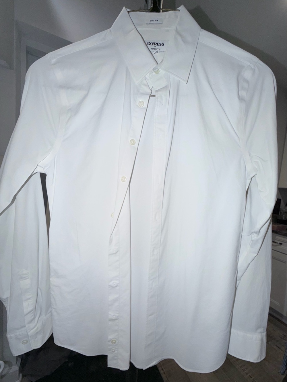 Express Men’s White Dress Shirt - Button Front Spread Collar